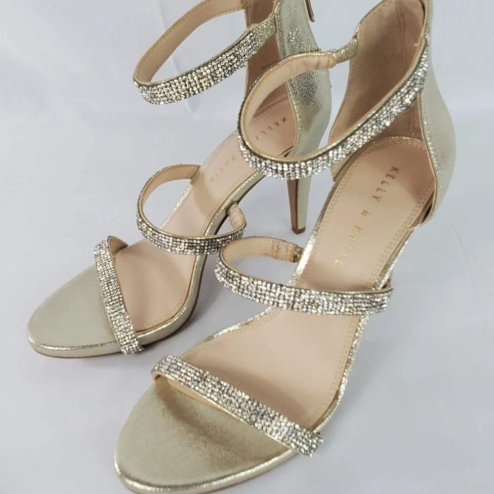 Kelly & Katie rhinestone formal shoe light gold clear stones
